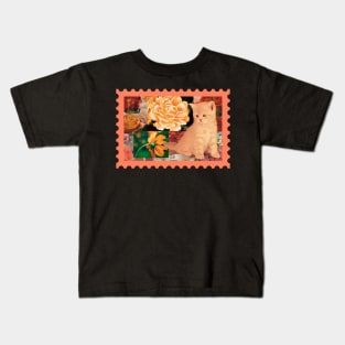 Ginger Kitten and Flower Collage Kids T-Shirt